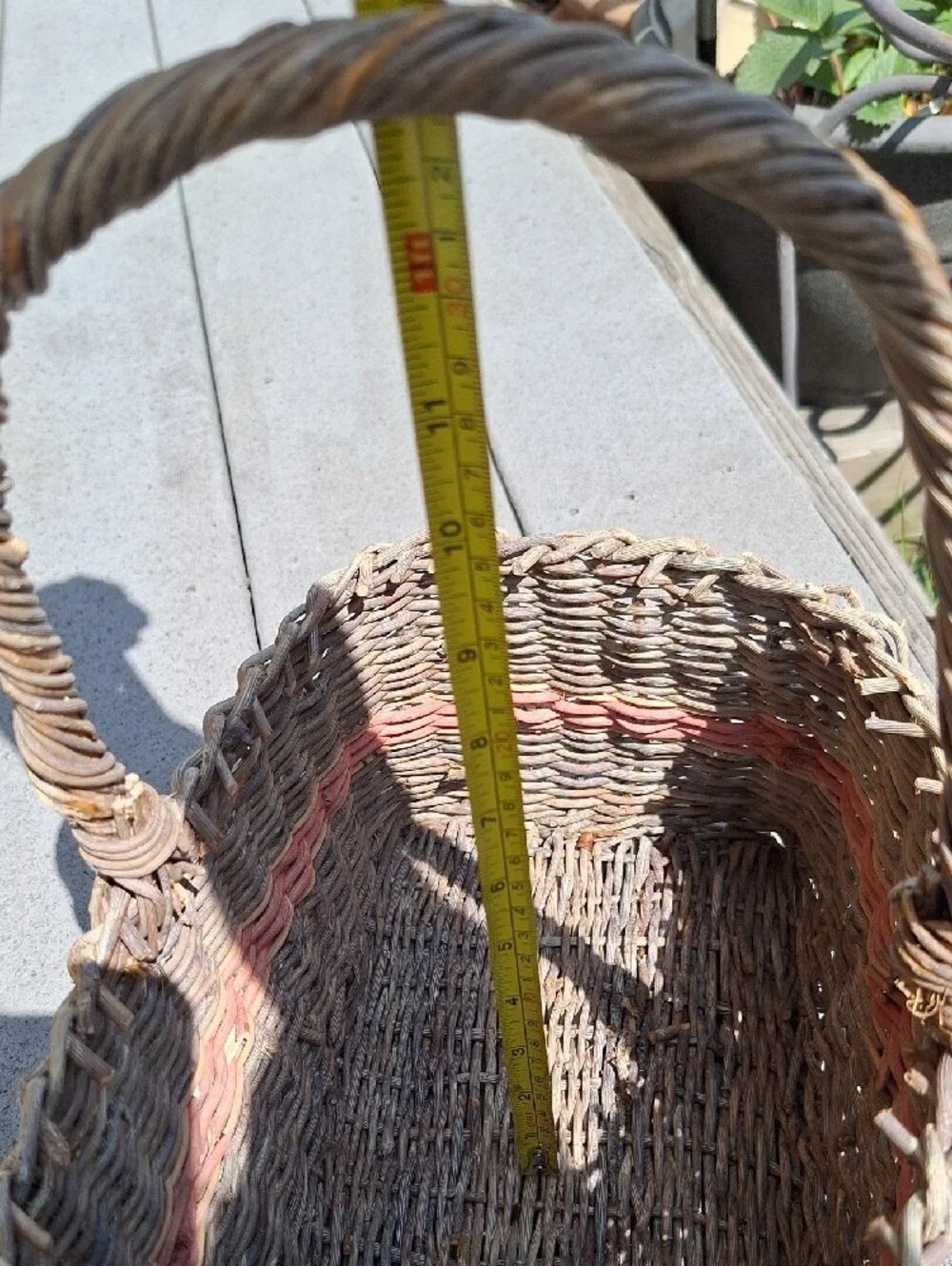 Woven Straw Basket with Pink Accent